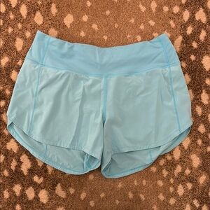 Turquoise 4 inch Lululemon Speed Up Shorts